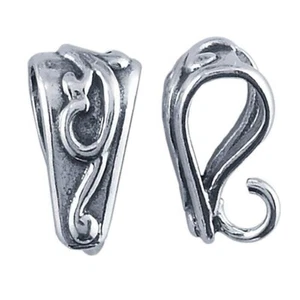 Sterling silver swirl design pendant bail with ring - Picture 1 of 1