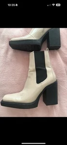 Topshop High Western Boot Off White Size 6 - Picture 1 of 5