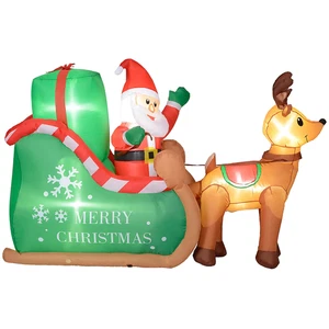 Comanlai Babbo Natale Da 2,1 M Con Slitta E Renna, Decorazione Natalizia Gonfiab - Foto 1 di 13