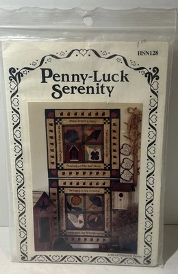 PENNY - LUCK SERENITY 2 Quartet of Stylized Folk Art Blocks Penny Chicken Clover - Image 1 of 2