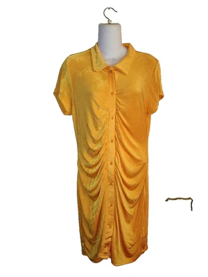 Vestido camisero elástico ajustado naranja brillante Rue 21 para mujer talla XL Pit to Pit 20" Foto 1 de 4