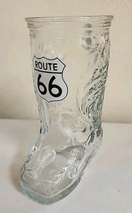Route 66 Glass Western Cowboy Boot Mug Souvenir Drinking Glass 6" Tall - Picture 1 of 3