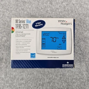 Thermostat 1F97-1271 Blue Touchscreen White Rodgers 7Day/5-1-1 Programmable - Picture 1 of 5
