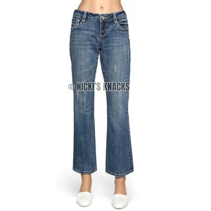 Jeans bootcut LA Idol impreziositi da strass con patta incrociata tasca blu taglia 31 - Foto 1 di 12