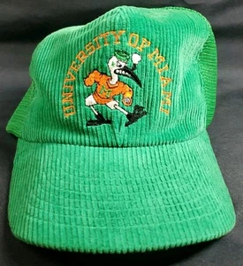 Gorra de béisbol Miami Hurricanes bordada de pana SnapBack gorra malla vintage - Imagen 1 de 8