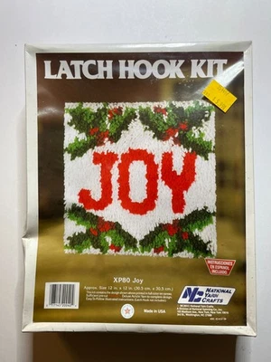 Kit de gancho de cierre sellado 12" por 12" Christmas JOY 1990 National Yarn Crafts EE. UU. Foto 1 de 4