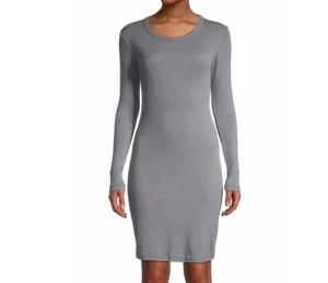 James Perse Knit Bodycon Dress Womens Small 1 Fitted Ribbed Gray NEW - Picture 1 of 12