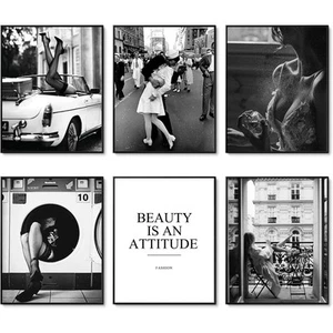 Black and White Posters Vintage Fashion Decor Set of 6 Wall Art Prints Perfum... - Picture 1 of 7