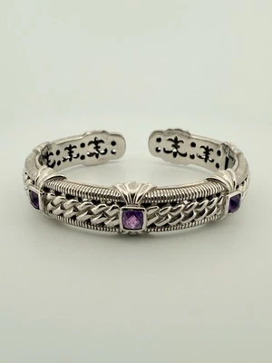 "Brazalete con bisagras Judith Ripka de plata esterlina amatista estación 6,75""" Foto 1 de 4
