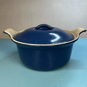 Vintage Le Creuset Blau Emaille Dutch Oven French Gusseisen mit Deckel #18 Topf - Bild 1 von 17