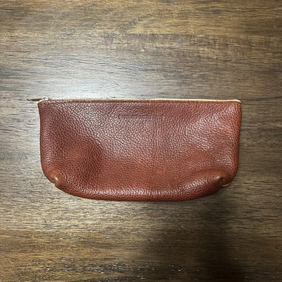 Portland Leather Goods Nutmeg Travel Case Bag Pouch Zip Brown Pebbled Dopp Kit - Image 1 of 4