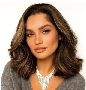 13x6 Lace Front Wavy Wig, Short Bouncy Synthetic Wigs for Black Women 12 Inch... - Picture 1 of 7