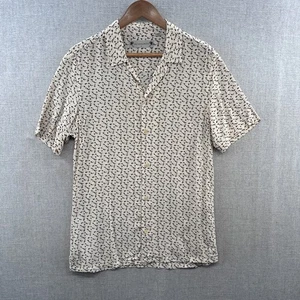 Camisa de campamento hawaiana AllSaints pequeña marfil notas musicales manga corta abotonada - Imagen 1 de 16