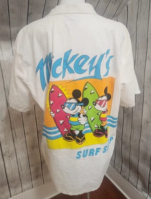 Vtg Mickey & Co J.G. Hook Disney Surf Shop Button Shirt XL Made USA 80s 90s - Image 1 of 4