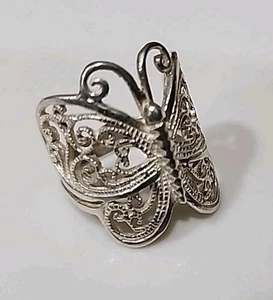 HERMOSO ANILLO MARIPOSA FILIGRANA PLATA ESTERLINA 925 GRANDE TALLAS 7-8 - Imagen 1 de 2