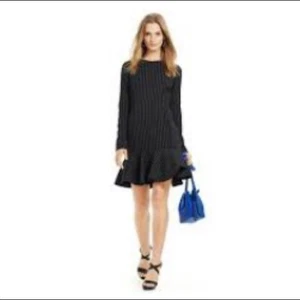 Vestido Polo Ralph Lauren Negro Lana a Rayas Para Mujer 6 Dobladillo Peplum Mini Carrera - Imagen 1 de 9
