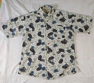 Vintage Woolrich All Over Print Fishing Button Down Shirt Mens Size Large White - Picture 1 of 10