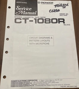 Pioneer CT-1080R Stereo Cassette Tape Deck Original Service Repair Manual - Picture 1 of 1