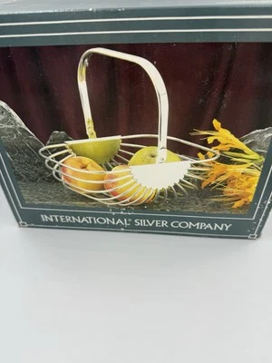 Fruit Bread Basket Silverplate  New International Silver Wired Removable Handle - Image 1 of 4