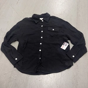 Club Social by Jadelynn Brooke schwarzes Langarmhemd mit Knopfleiste Größe Small - Bild 1 von 6