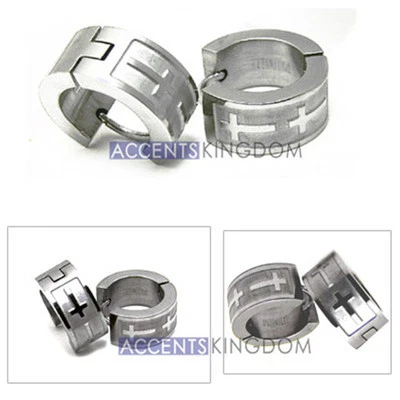 PENDIENTES CRUZ HUGGIE ARO TITANIO ACCENTS KINGDOM Foto 1 de 3