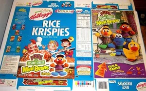 1999 Sesame Street Mini Bean Kellogg's Rice Krispies caja de cereales sin usar plano oc24 - Imagen 1 de 1