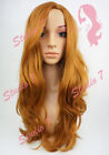W119 Strawberry Blonde Mix Long Wavy Wig Synthetic Natural Look Skin Top
