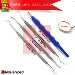 Dental Zahnstein Schaben Kit Zahnarzt Pick Werkzeuge blau Spiegel Griff Explorer 23/17A - Bild 1 von 7