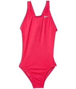 Nike L29760 Kids Pink Solid Fast Back One-Piece Swimsuit Size Medium - Picture 1 of 1
