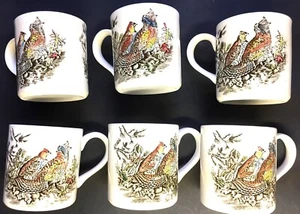 Vintage 6er Set Braun Wachteln Tee/Kaffeetassen Doppelbild Made In England - Bild 1 von 5