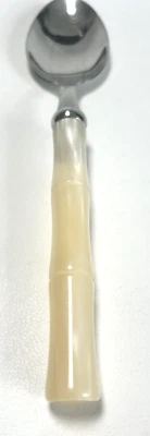 Cuchara sopa inox cubiertos acrílico lucite perla bambú 18/10 Italia Foto 1 de 4