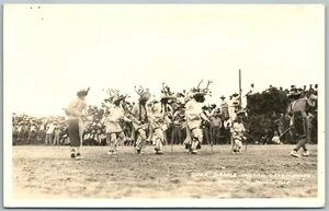 AMERICAN INDIAN DEER DANCE VINTAGE REAL PHOTO POSTCARD RPPC - Picture 1 of 2