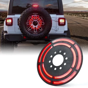 14" Dual LEDs Spare Tire Light 3rd Brake Lamp for 2018-2025 Jeep Wrangler JL JLU - Picture 1 of 7