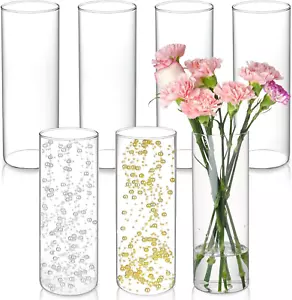 7Pcs Glass Cylinder Vases for Centerpieces - 10 Inch Tall Glass Vases for Flower - Picture 1 of 12