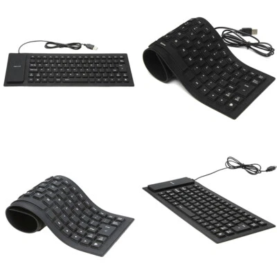 US 1 Pc Waterproof Silicone Keyboard Foldable Flexible USB Dustproof Full Size - Image 1 of 4