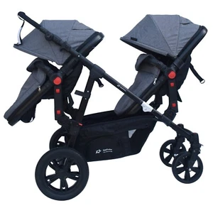 PASSEGGINO DOPPIO/GEMELLARE 2in1 NERO E GRIGIO PER DUE BAMBINI FRATELLI STROLLER - Foto 1 di 8