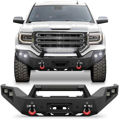 For 2016-2018 GMC Sierra 1500 Truck Front Bumper with Sensor Holes & LED Lights - Imagem 1 de 4