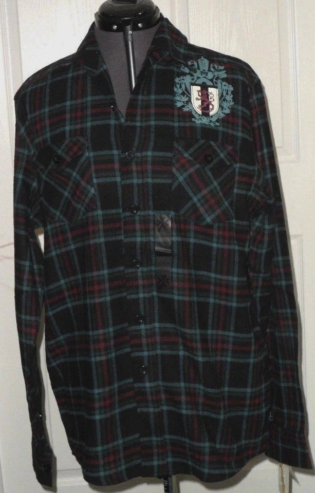 *MODERN CULTURE YOUNG MEN'S FLANNEL SHIRT SIZE M - L BLUE PLAID NWT - Image 1 of 1