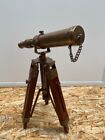 Antique Brass Telescope With Victorian vintage wooden tripod stand Decor items