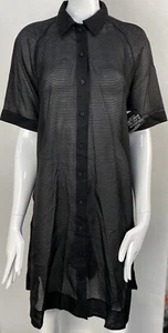 WOMEN’S VICTORIA BECKHAM BLACK CREPE & SATIN SHIRT DRESS SIZE UK 12 BNWT - Picture 1 of 11