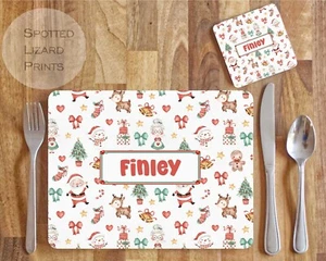 Personalised Christmas Placemat and Coaster Set, Family Christmas Placemats - Picture 1 of 6