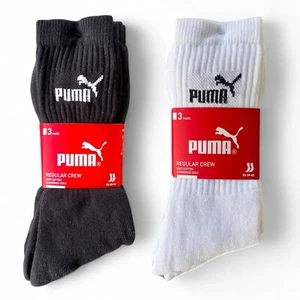 3-18 Paar Herren Puma Regular  Crew Sport Tennissocken Sportsocken schwarz Weiß - Bild 1 von 3