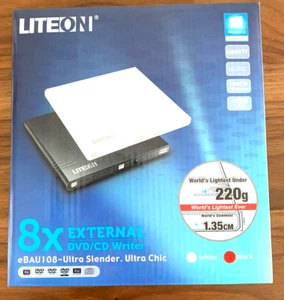 LITE-ON eBAU108 8x External DVD/CD Writer Drive Black NEW SEALED - Picture 1 of 2