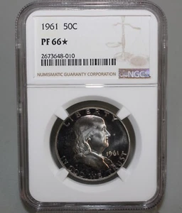1961 Silver Proof Franklin Half Dollar Coin Fifty Cent US Coin NGC PF66 STAR 50c - Picture 1 of 8