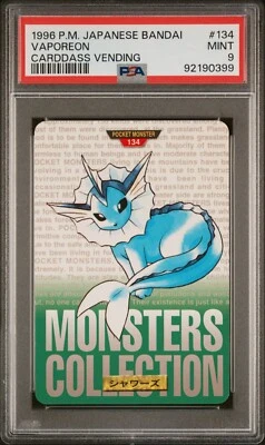 Pokémon Vintage Japanese 1996 Bandai Carddass Vending 134 Vaporeon PSA 9 Mint - Image 1 of 2