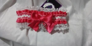 Pink Satin & White Lace Stretch Choker Pastel Goth Barbie Cosplay Lolita Wiccan - Picture 1 of 6