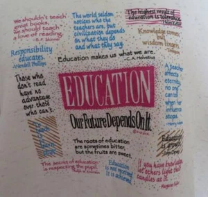 Vintage SWEATSHIRT LEHRER Bildung Zitate Satz Gr. 2X XXL ca. 80er/90er Klassenzimmer - Bild 1 von 4