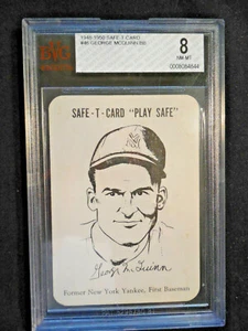 1948-50 Safe-T-Card Police New York Yankees George McQuinn BVG 8.0 höchste Qualität - Bild 1 von 2