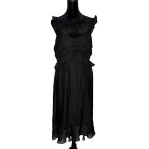 lulus schwarzes ärmelloses Kleid Damen L Rüschen feminin Whimsigoth romantisch - Bild 1 von 9