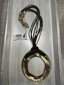 Nuevo collar Chicos tono dorado metal llamativo hilo de cuero $45.99 - Imagen 1 de 8